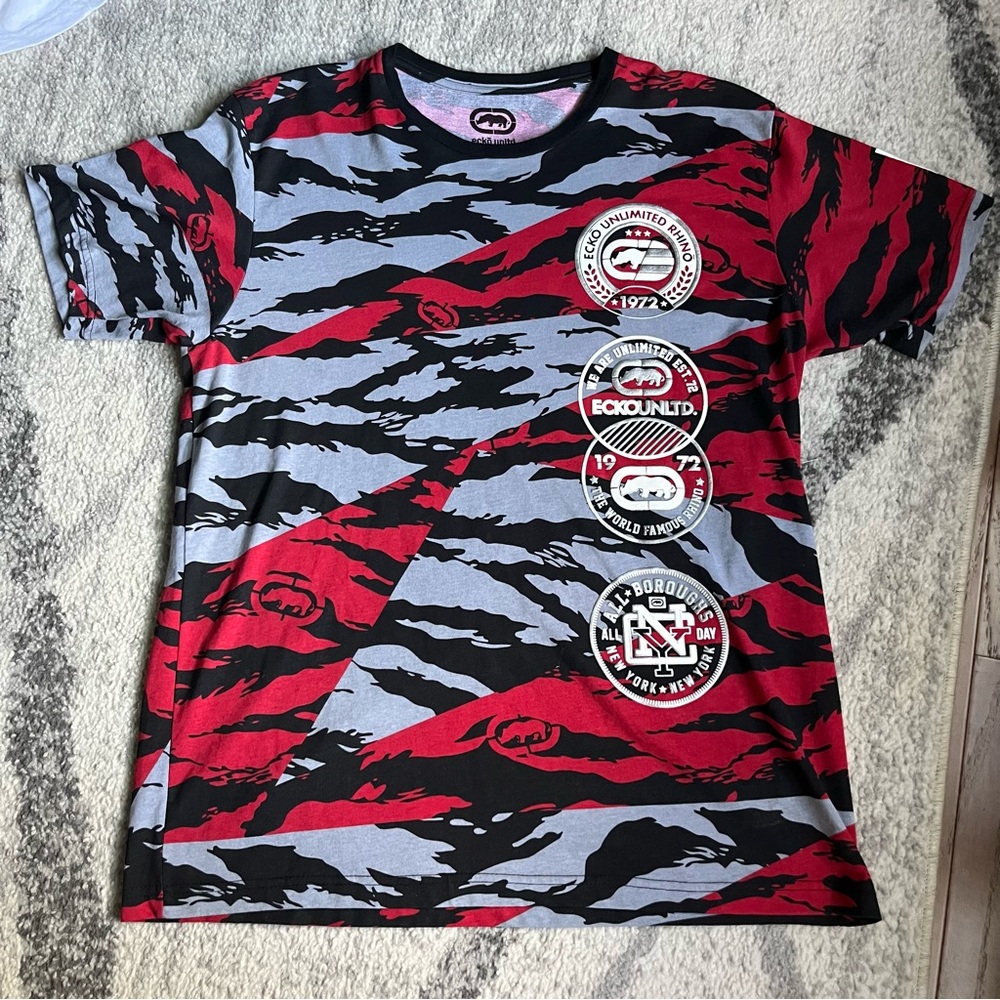 Ecko Unltd Men's Graphic T-Shirt Red Camo Size XL